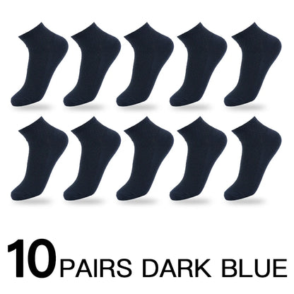 Mens Business Socks - 10 Pairs Black Deodorant Breathable Short Solid Color - ZOOMNSTORE
