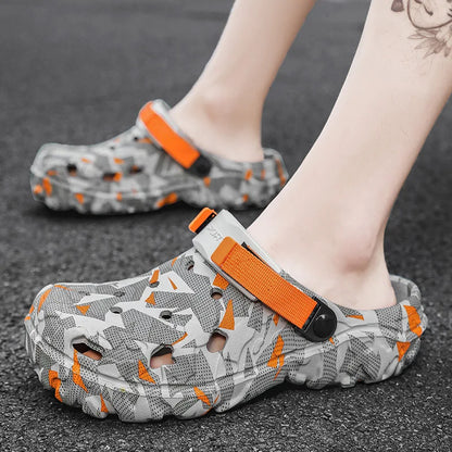 Men's Camo Clogs - Comfortable Garden Shoes With Buckle Strap | Big Size Sandals - ZOOMNSTORE