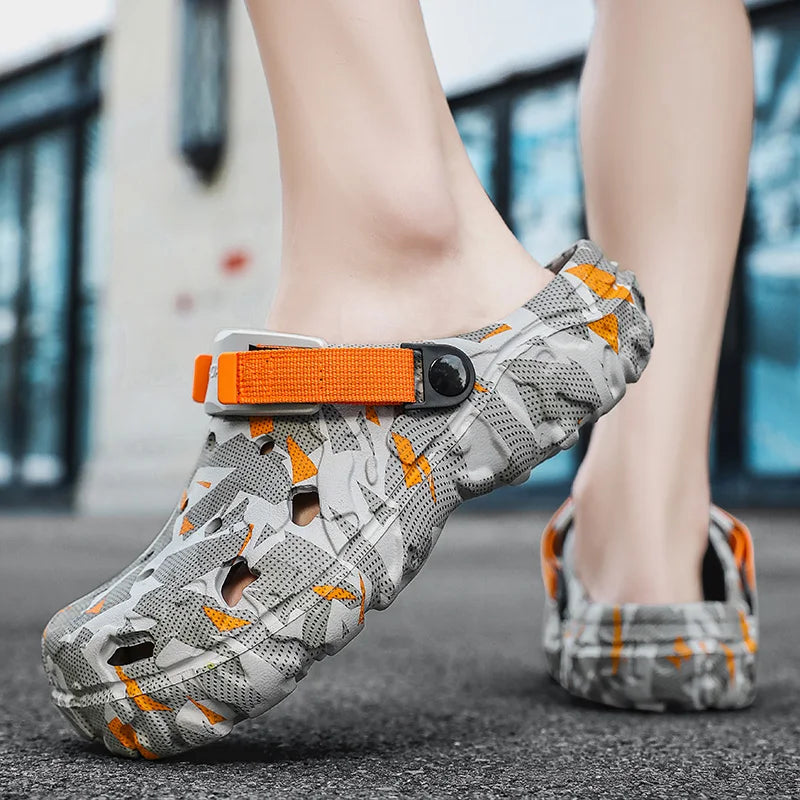 Men's Camo Clogs - Comfortable Garden Shoes With Buckle Strap | Big Size Sandals - ZOOMNSTORE