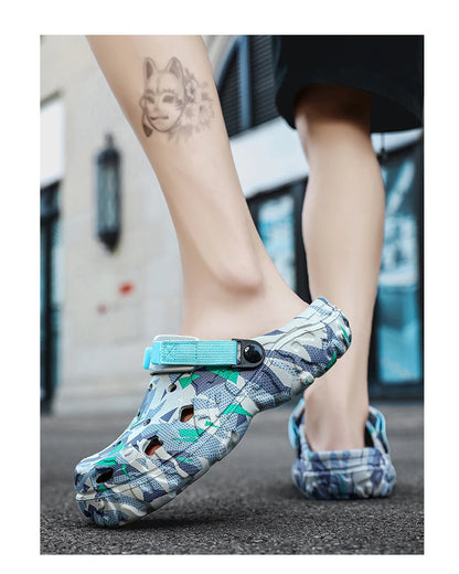 Men's Camo Clogs - Comfortable Garden Shoes With Buckle Strap | Big Size Sandals - ZOOMNSTORE