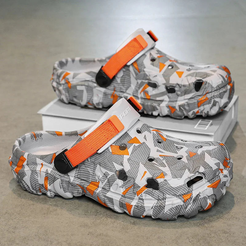 Men's Camo Clogs - Comfortable Garden Shoes With Buckle Strap | Big Size Sandals - ZOOMNSTORE
