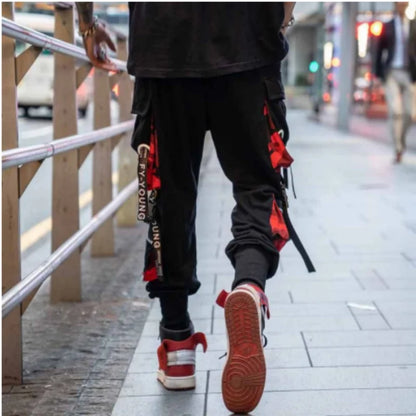 Men's Cargo Pants - Casual Hip Hop Streetwear Trousers With Multiple Pockets & Elastic Waist - ZOOMNSTORE