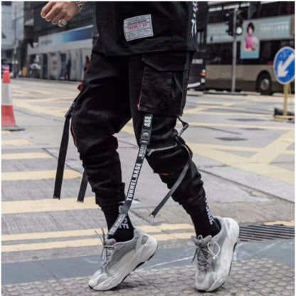 Men's Cargo Pants - Casual Hip Hop Streetwear Trousers With Multiple Pockets & Elastic Waist - ZOOMNSTORE
