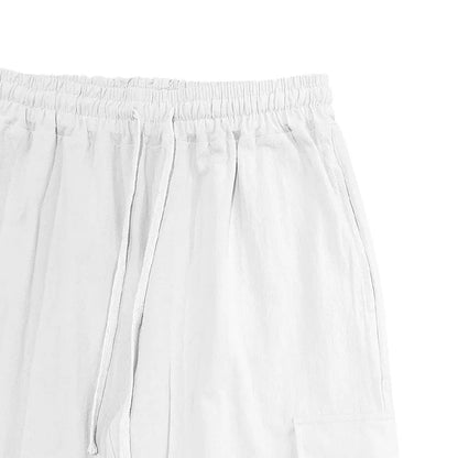 Men's Casual Cargo Pants - Cotton Linen Multi-Pocket Ankle-Length Trousers - ZOOMNSTORE