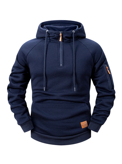 Men's Casual Hoodie - Autumn Winter Zipper Sports Hoodie With Multi Pockets - ZOOMNSTORE