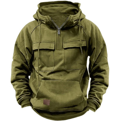 Men's Casual Hoodie - Loose Fit Sports Hooded Sweatshirt with Multiple Pockets - ZOOMNSTORE
