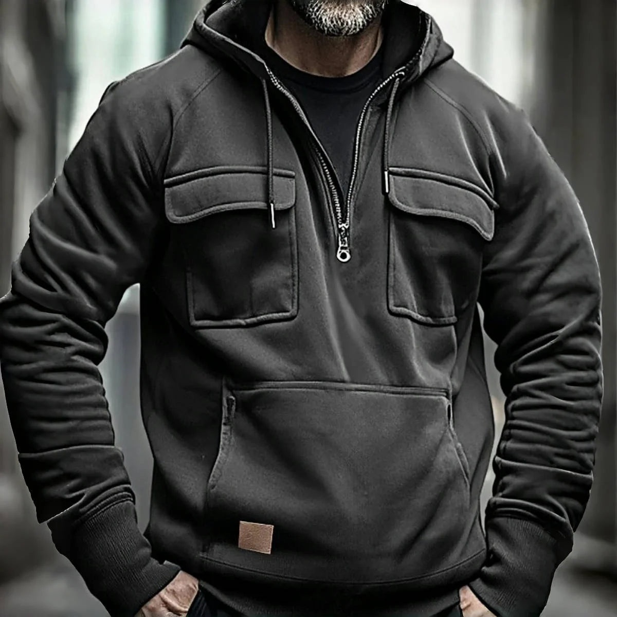 Men's Casual Hoodie - Loose Fit Sports Hooded Sweatshirt with Multiple Pockets - ZOOMNSTORE