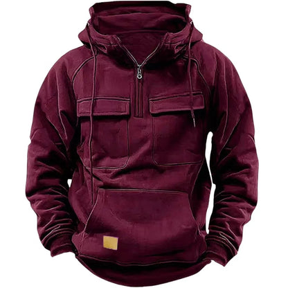Men's Casual Hoodie - Loose Fit Sports Hooded Sweatshirt with Multiple Pockets - ZOOMNSTORE