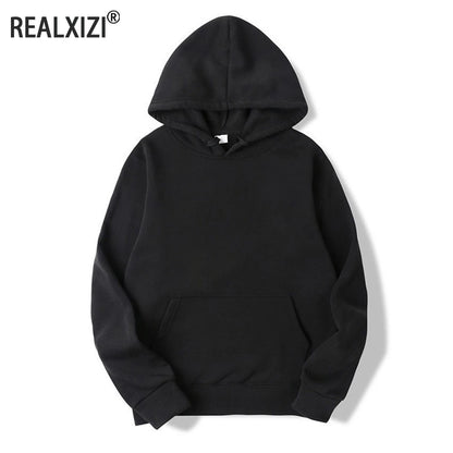 Mens Oversized Hoodie - Casual Solid Color Pullover Sweatshirt - ZOOMNSTORE