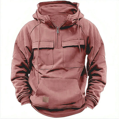 Men's Casual Hoodie - Polyester Hooded Sweatshirt With Multi-Pockets | Autumn Winter - ZOOMNSTORE