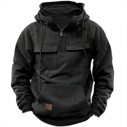 Men's Casual Hoodie - Polyester Hooded Sweatshirt With Multi-Pockets | Autumn Winter - ZOOMNSTORE