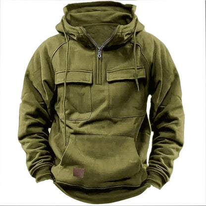 Men's Casual Hoodie - Polyester Hooded Sweatshirt With Multi-Pockets | Autumn Winter - ZOOMNSTORE