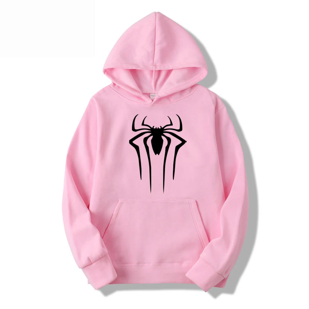 Men's Casual Hoodie - Printed Spider Sweatshirt | Thick Knit Autumn Winter Pullover - ZOOMNSTORE
