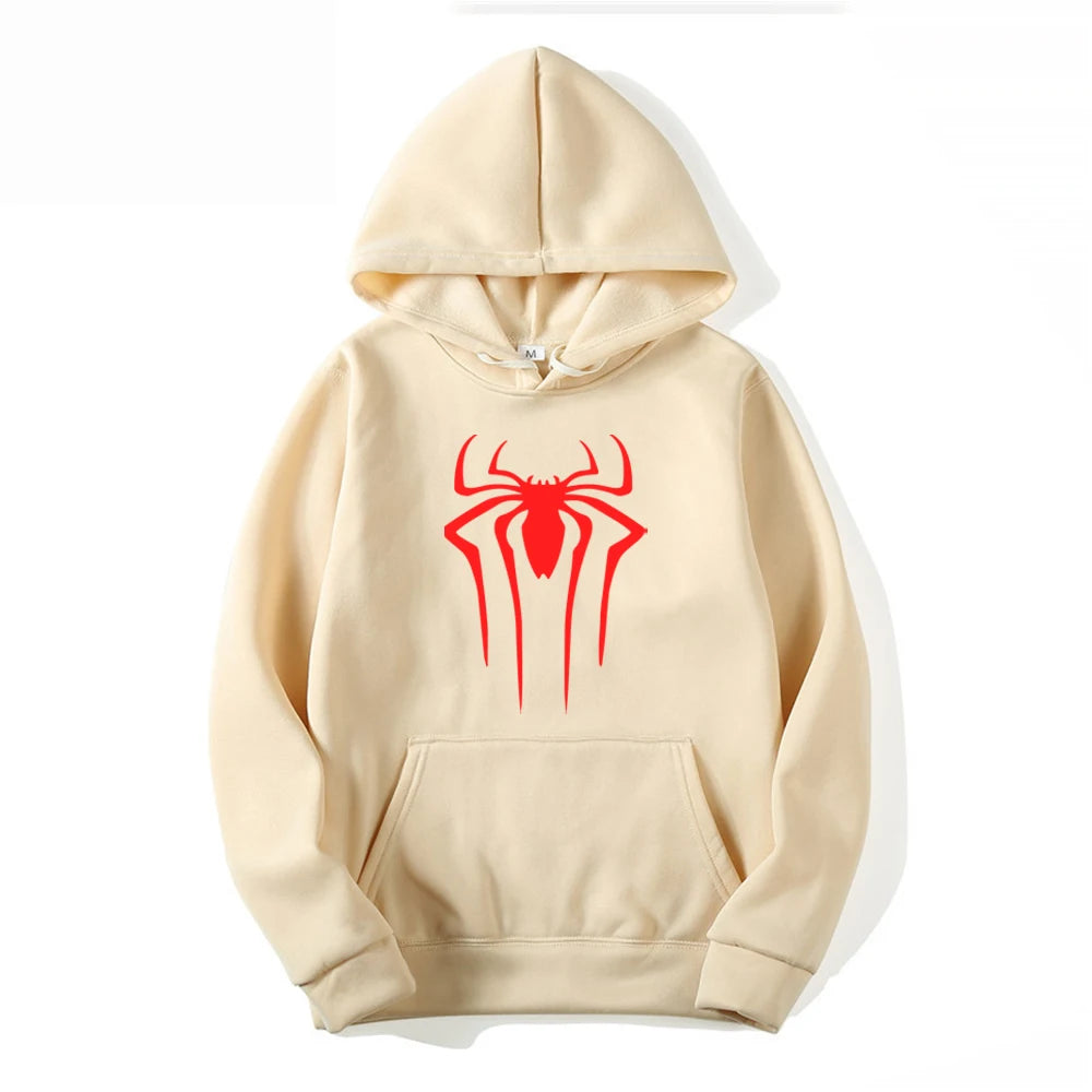 Men's Casual Hoodie - Printed Spider Sweatshirt | Thick Knit Autumn Winter Pullover - ZOOMNSTORE