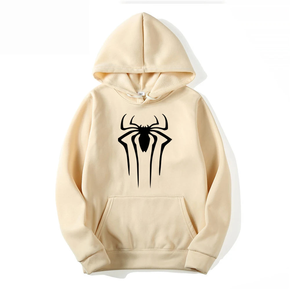 Men's Casual Hoodie - Printed Spider Sweatshirt | Thick Knit Autumn Winter Pullover - ZOOMNSTORE