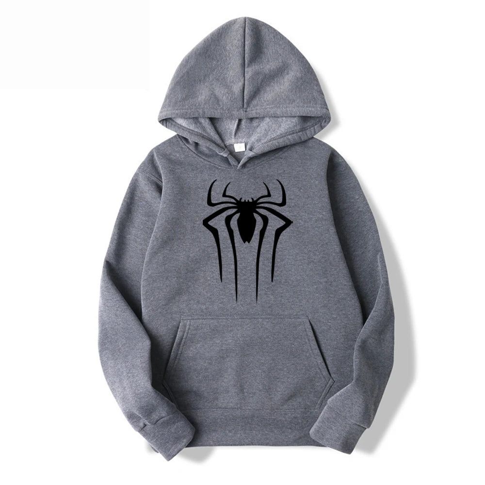 Men's Casual Hoodie - Printed Spider Sweatshirt | Thick Knit Autumn Winter Pullover - ZOOMNSTORE