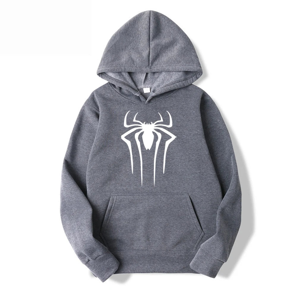 Men's Casual Hoodie - Printed Spider Sweatshirt | Thick Knit Autumn Winter Pullover - ZOOMNSTORE