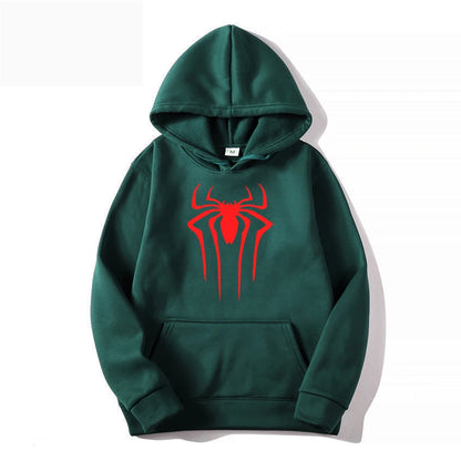 Men's Casual Hoodie - Printed Spider Sweatshirt | Thick Knit Autumn Winter Pullover - ZOOMNSTORE