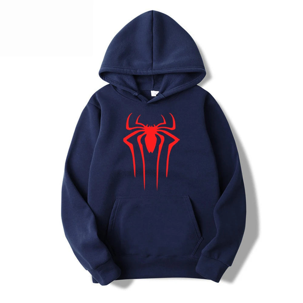 Men's Casual Hoodie - Printed Spider Sweatshirt | Thick Knit Autumn Winter Pullover - ZOOMNSTORE