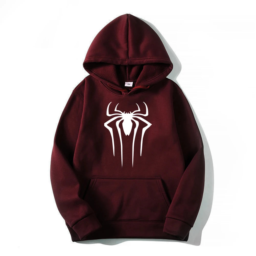 Men's Casual Hoodie - Printed Spider Sweatshirt | Thick Knit Autumn Winter Pullover - ZOOMNSTORE