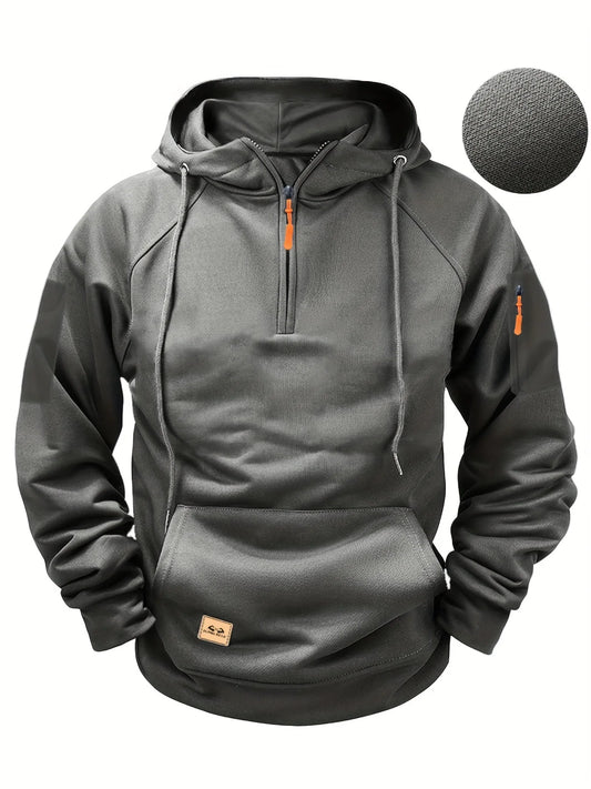 2024 Spring and Autumn Men's Hoodie Zipper Multi Pocket Sports Running Solid Color Multi Color Casual Hoodie - ZOOMNSTORE