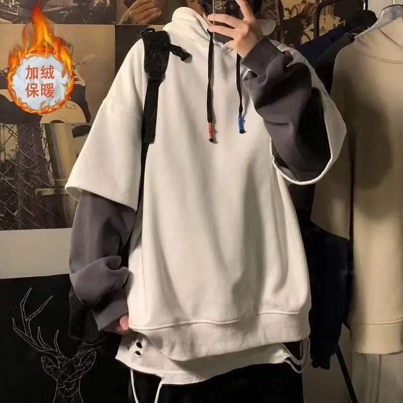 Thick Mens Hoodie - Winter Pullover with Drawstring - ZOOMNSTORE