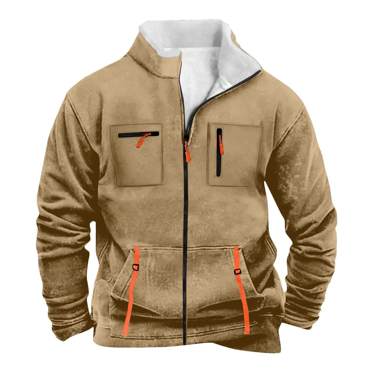 Men's Casual Jacket – Autumn Winter Multi-Pocket Zipper Front Polyester Outerwear - ZOOMNSTORE