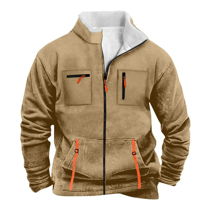Men's Casual Jacket – Autumn Winter Multi-Pocket Zipper Front Polyester Outerwear - ZOOMNSTORE