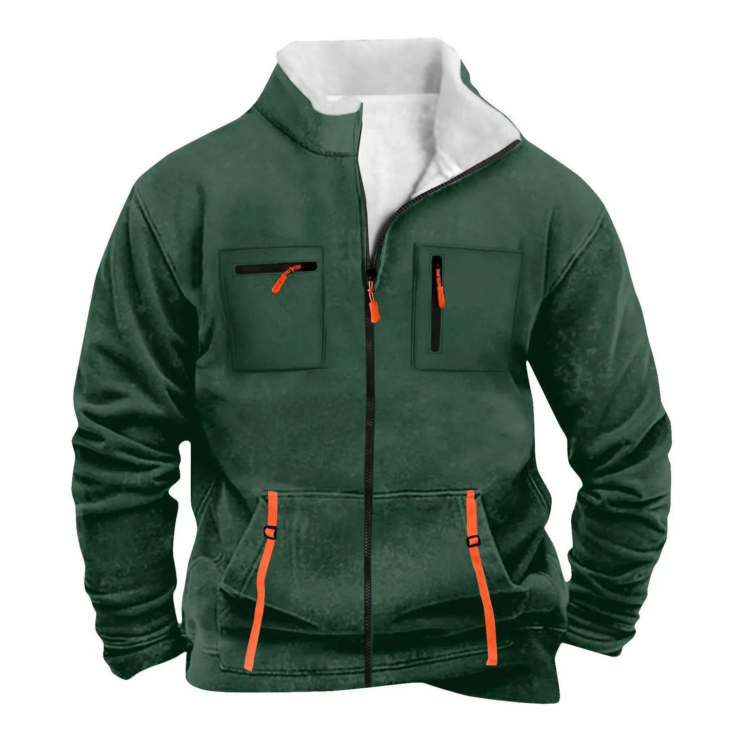 Men's Casual Jacket – Autumn Winter Multi-Pocket Zipper Front Polyester Outerwear - ZOOMNSTORE