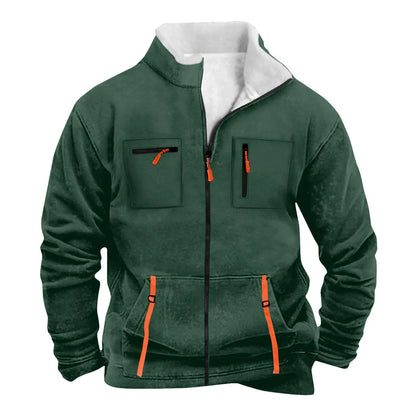 Men's Casual Jacket – Autumn Winter Multi-Pocket Zipper Front Polyester Outerwear - ZOOMNSTORE