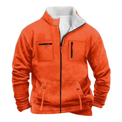 Men's Casual Jacket – Autumn Winter Multi-Pocket Zipper Front Polyester Outerwear - ZOOMNSTORE