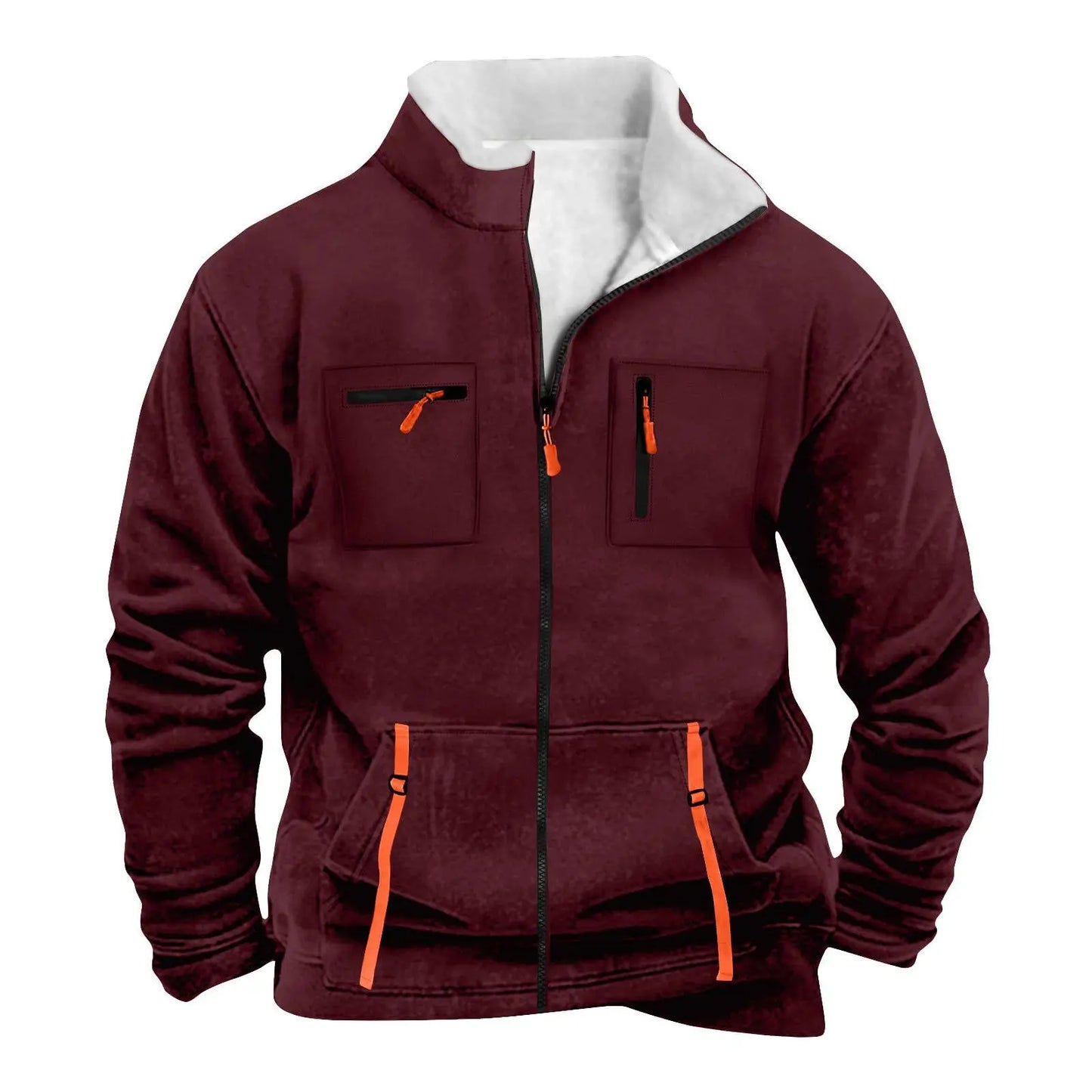 Men's Casual Jacket – Autumn Winter Multi-Pocket Zipper Front Polyester Outerwear - ZOOMNSTORE