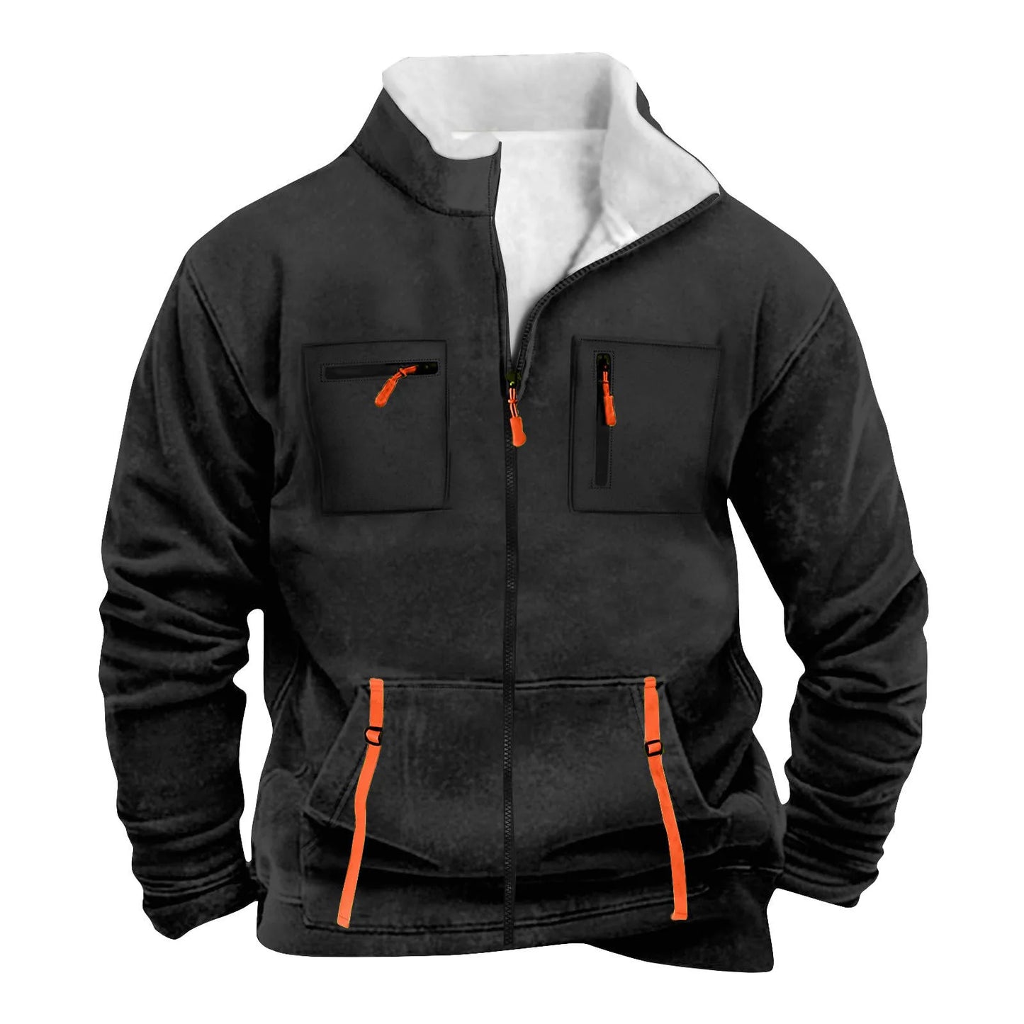 Men's Casual Jacket – Autumn Winter Multi-Pocket Zipper Front Polyester Outerwear - ZOOMNSTORE