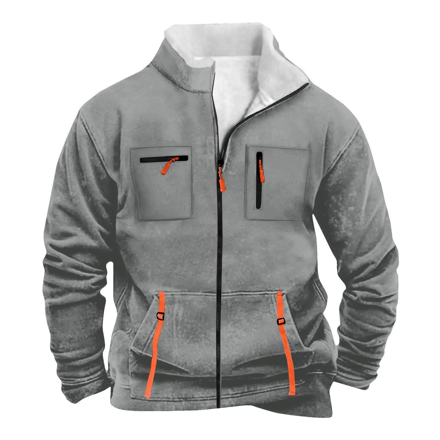 Men's Casual Jacket – Autumn Winter Multi-Pocket Zipper Front Polyester Outerwear - ZOOMNSTORE