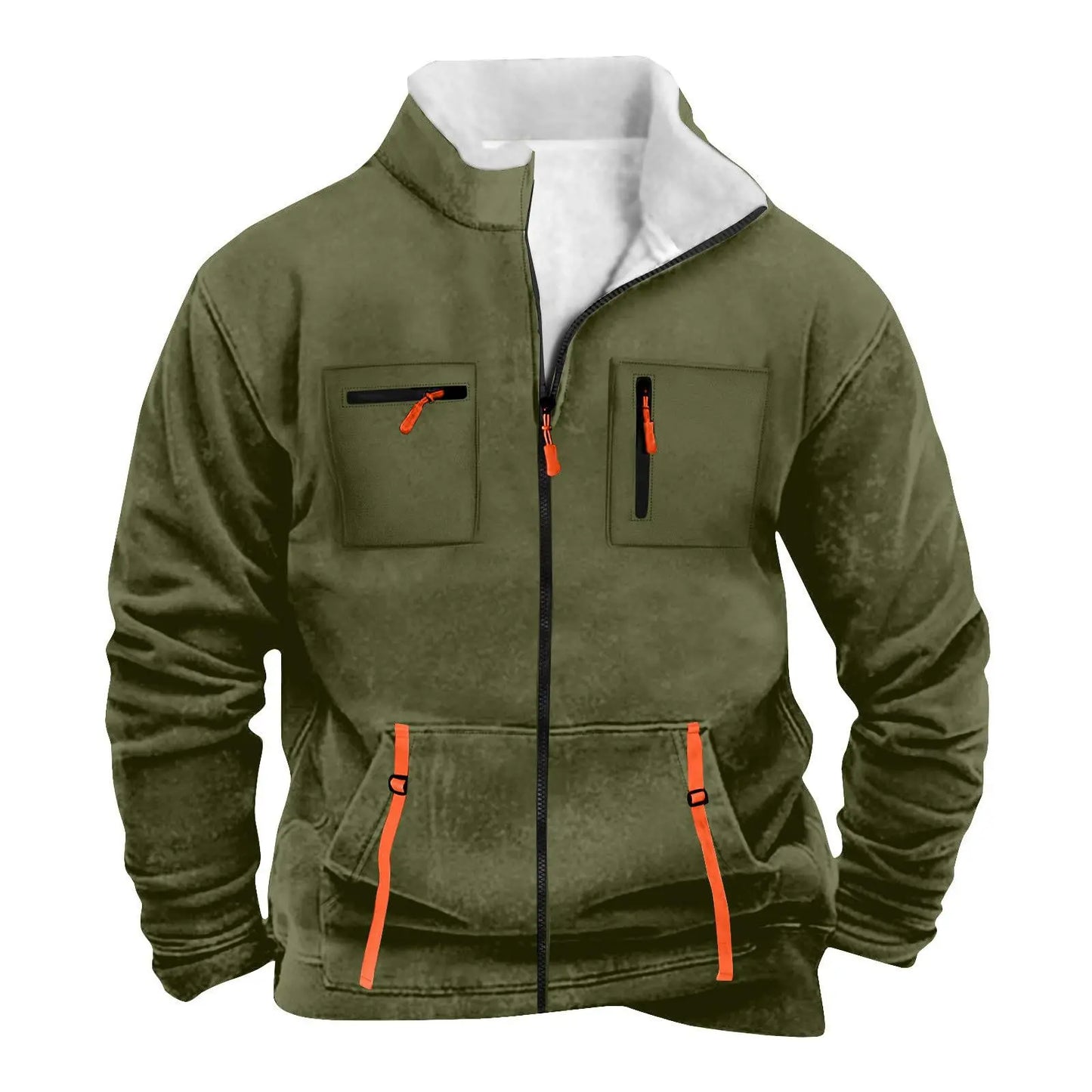 Men's Casual Jacket – Autumn Winter Multi-Pocket Zipper Front Polyester Outerwear - ZOOMNSTORE