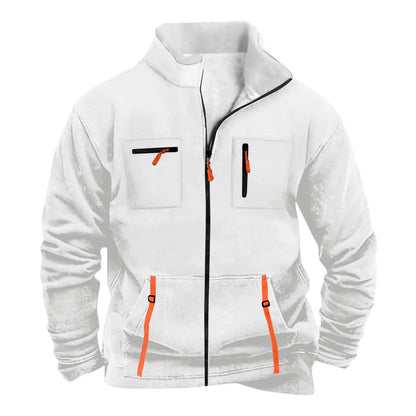 Men's Casual Jacket – Autumn Winter Multi-Pocket Zipper Front Polyester Outerwear - ZOOMNSTORE