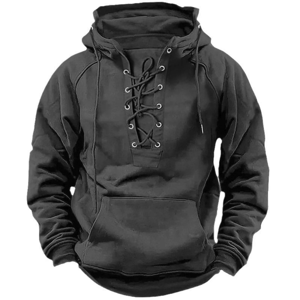 Men's Casual Jacket – Retro Lace-Up Outdoor Fleece Hoodie | Loose Fit Warm Coat - ZOOMNSTORE