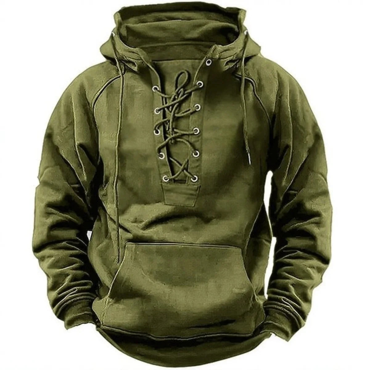 Men's Casual Jacket – Retro Lace-Up Outdoor Fleece Hoodie | Loose Fit Warm Coat - ZOOMNSTORE