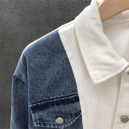 Men's Casual Jackets - Turn-Down Collar Patchwork Button Jacket for Autumn Winter Wear - ZOOMNSTORE