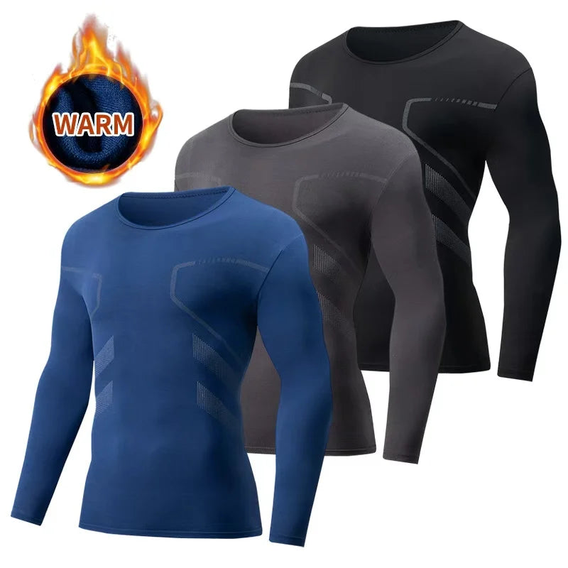 Men's Casual Long Sleeve Shirt - Autumn Winter Printed Round Neck Knit Polyester Top - ZOOMNSTORE