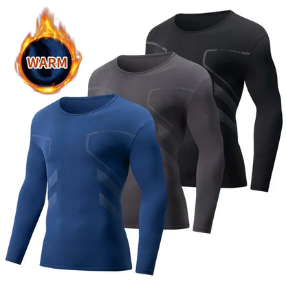 Men's Casual Long Sleeve Shirt - Autumn Winter Printed Round Neck Knit Polyester Top - ZOOMNSTORE