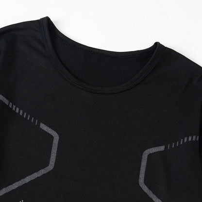 Men's Casual Long Sleeve Shirt - Autumn Winter Printed Round Neck Knit Polyester Top - ZOOMNSTORE
