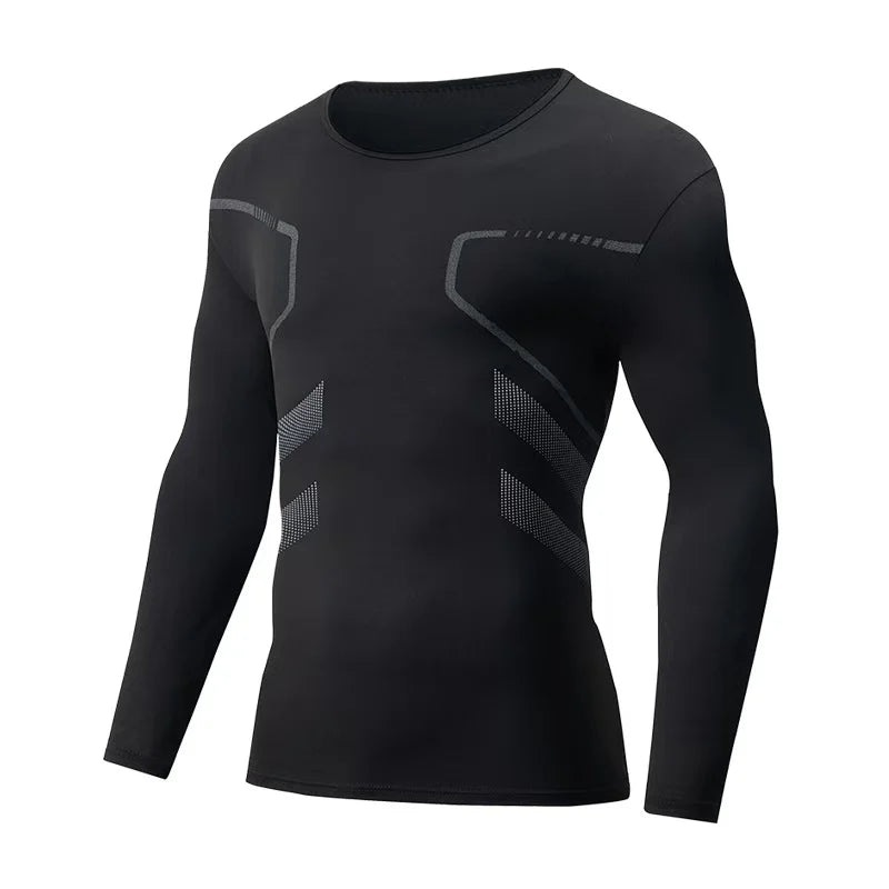 Men's Casual Long Sleeve Shirt - Autumn Winter Printed Round Neck Knit Polyester Top - ZOOMNSTORE