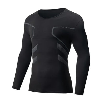 Men's Casual Long Sleeve Shirt - Autumn Winter Printed Round Neck Knit Polyester Top - ZOOMNSTORE