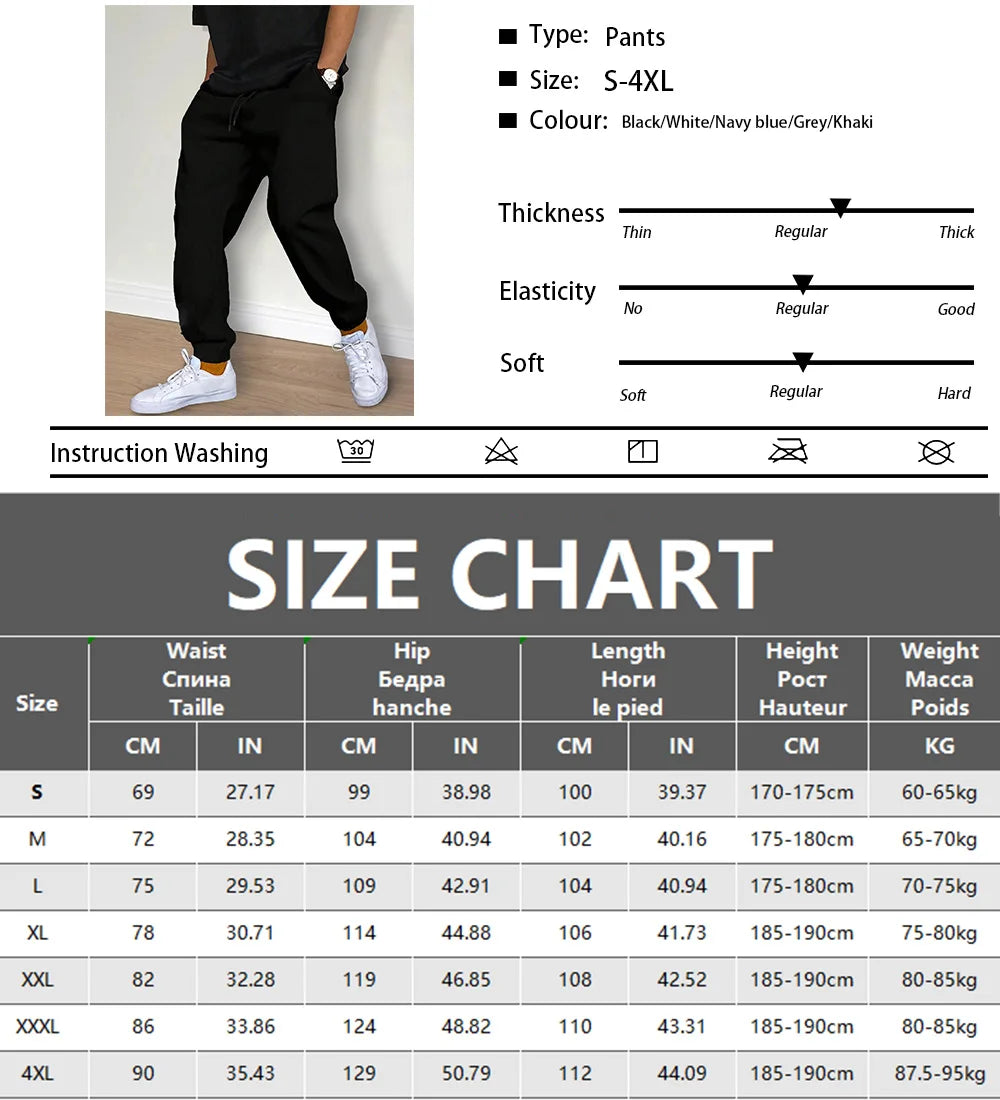 Men's Casual Pants Autumn Winter Fleece Sweatpants Men Running Jogger Sports Gym Trousers Fashion Solid Color Workout Long Pants - ZOOMNSTORE