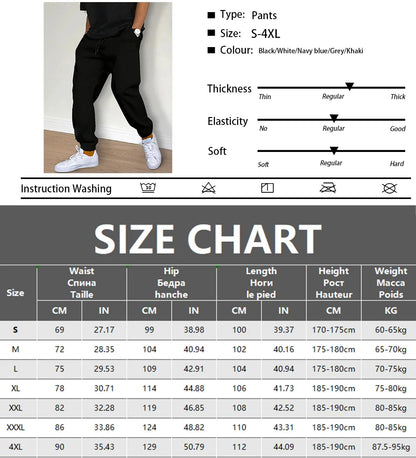 Men's Casual Pants Autumn Winter Fleece Sweatpants Men Running Jogger Sports Gym Trousers Fashion Solid Color Workout Long Pants - ZOOMNSTORE