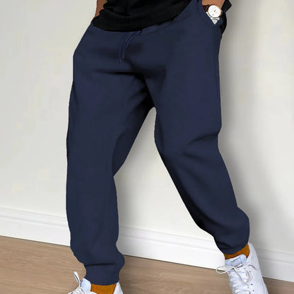 Men's Casual Pants Autumn Winter Fleece Sweatpants Men Running Jogger Sports Gym Trousers Fashion Solid Color Workout Long Pants - ZOOMNSTORE