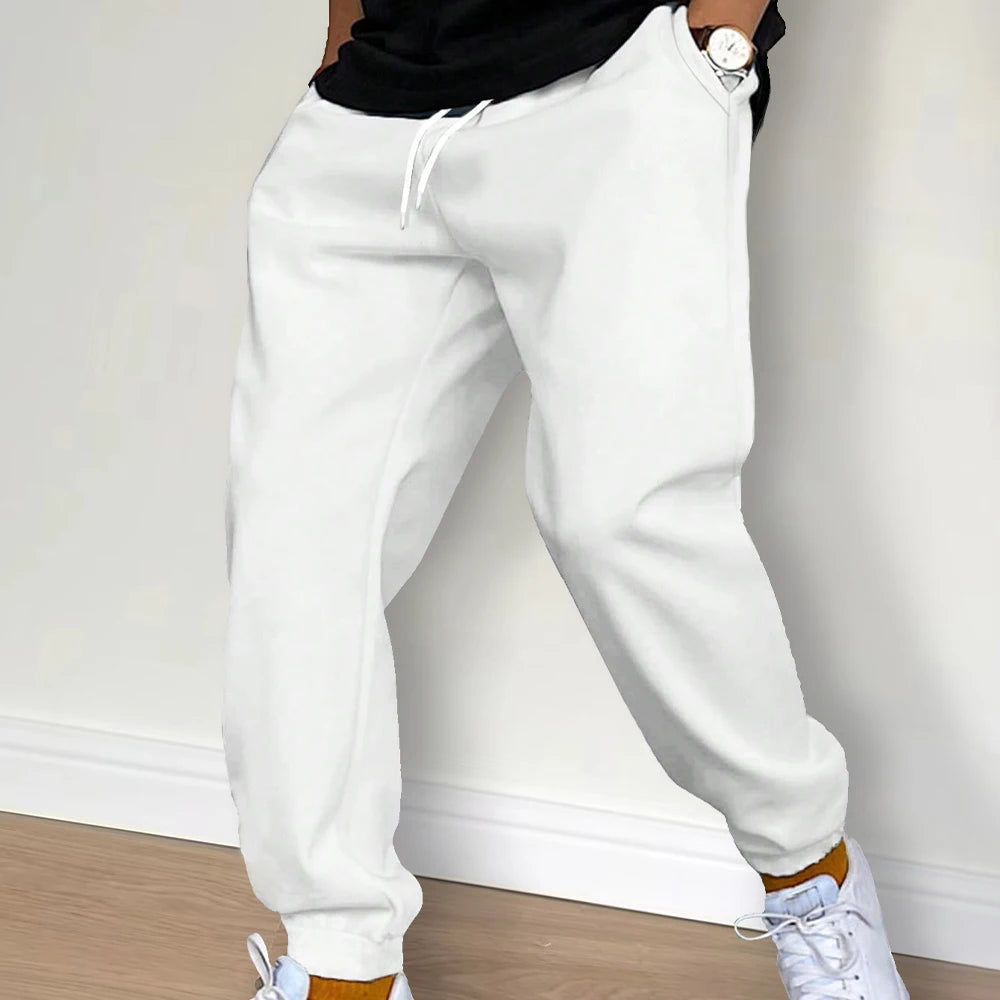 Men's Casual Pants Autumn Winter Fleece Sweatpants Men Running Jogger Sports Gym Trousers Fashion Solid Color Workout Long Pants - ZOOMNSTORE