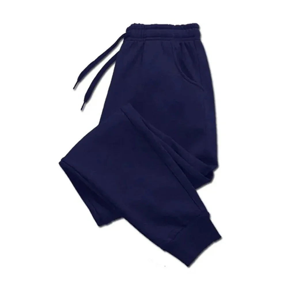 Men's Casual Pants Autumn Winter Fleece Sweatpants Men Running Jogger Sports Gym Trousers Fashion Solid Color Workout Long Pants - ZOOMNSTORE