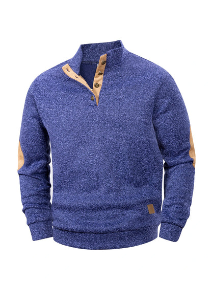 Spring Autumn Men's Casual Pullover Button Down Stand Collar Henley Polo Coats Long Sleeve Stand Collar Sweatshirts for Sport - ZOOMNSTORE
